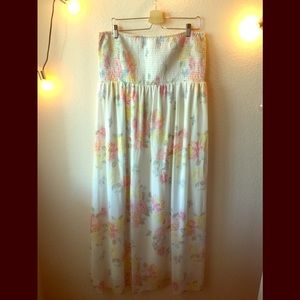 Floral Long Strapless Dress